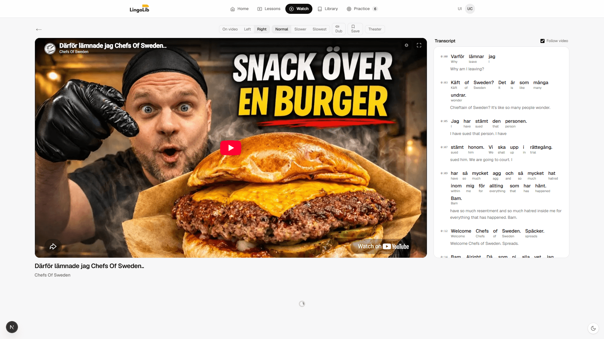 Watch: a Swedish YouTube video with its translated transcript